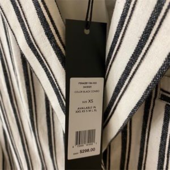 BCBGMaxAzria Cotton Linen Striped Black/White Women Blazer - Picture 10 of 16